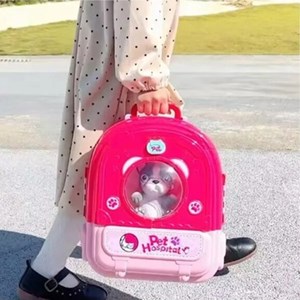 کوله پشتی ست نگهداری گربه خانگی رنگ صورتی _اسباب بازی مشاغل